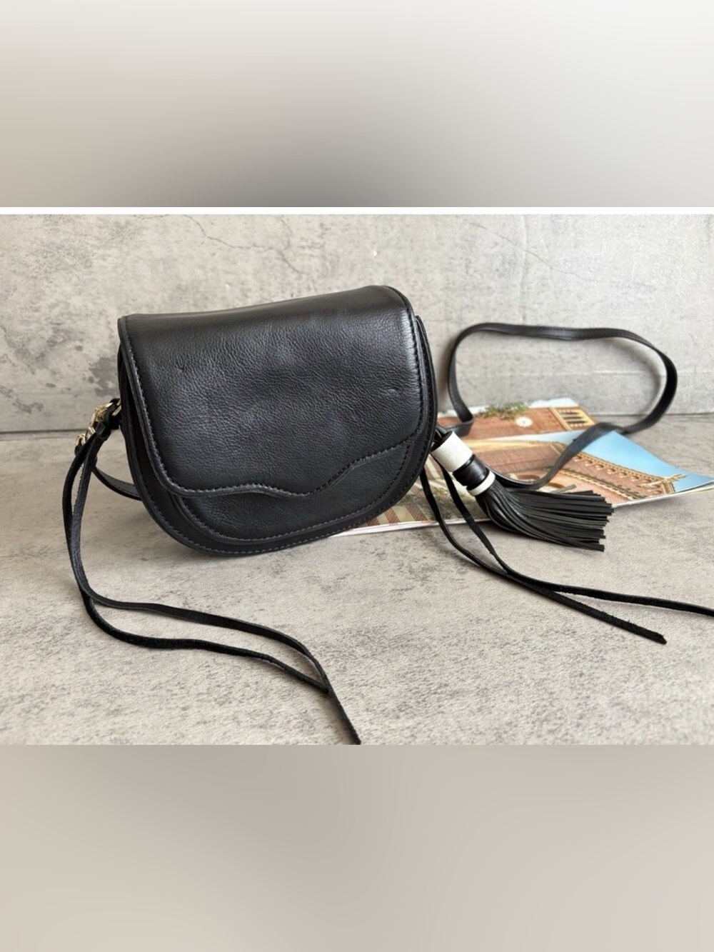Rebecca Minkoff Mini Suki Crossbody Bag Black Leather Tassel Boho